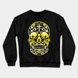 Yellow gradient skeleton design on black Crewneck Sweatshirt